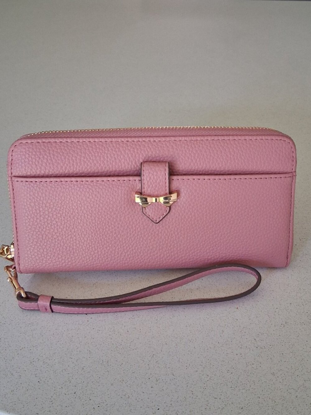 Anne Klein Dusty Rose Pebble Textured Wristlet Wallet